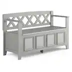 Front. Simpli Home - Amherst Entryway Storage Bench - Fog Grey.