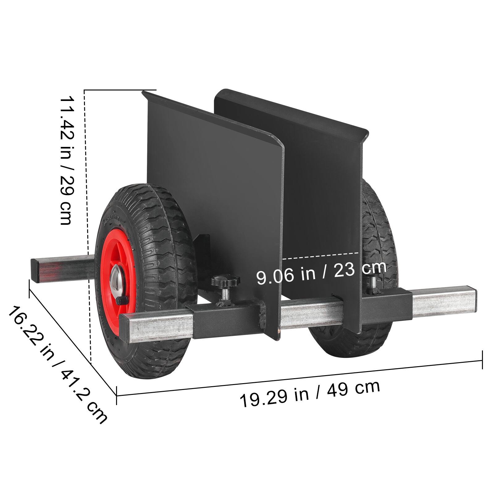 11.42 in / 29 cm  
16.22 in / 41.2 cm  
9.06 in / 23 cm  
19.29 in / 49 cm