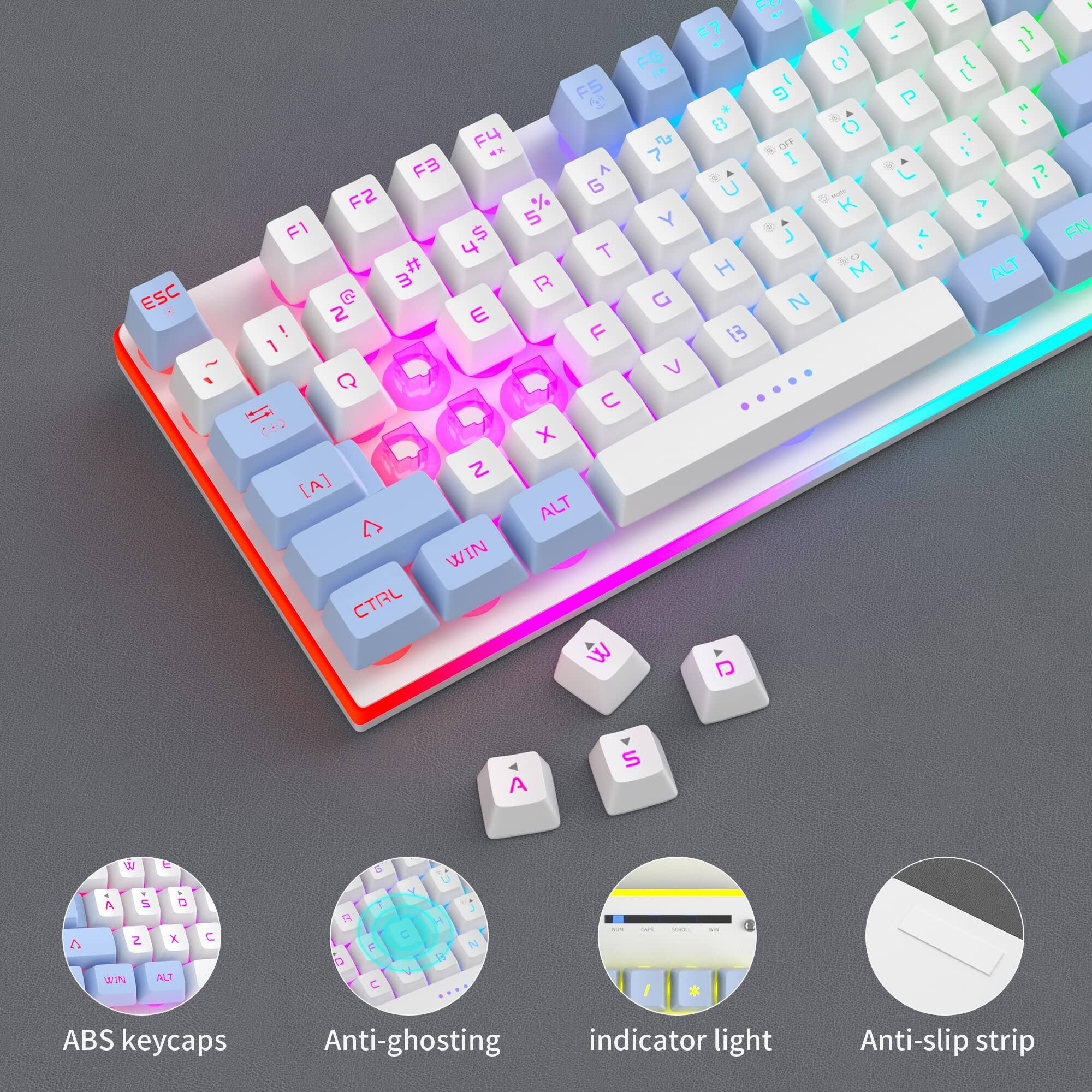 ESC 1 ! Q 2 W 3 E 4 R 5 T 6 Y 7 U 8 I 9 O 0 P [ ] A S D F G H J K L ; ' Z X C V B N M , . / FN ALT A WIN CTRL w d s a z x c v b n m g h j k l y u i o p 0 1 2 3 4 5 6 7 8 9 F1 F2 F3 F4 F5 F6 F7 F8 F9 F10 F11 F12 ABS keycaps Anti-ghosting indicator light Anti-slip strip