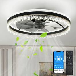 Kadyn - Modern LED Ceiling Fan with Light – 24'' Dimmable Ceiling Light with Invisible Blades - Black
