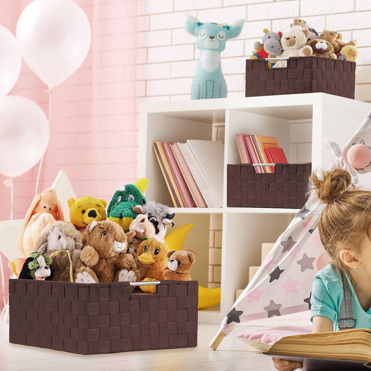 Alt View 1. Sorbus - Weave Basket Bin Set Double Woven (9 Pack) - Brown.