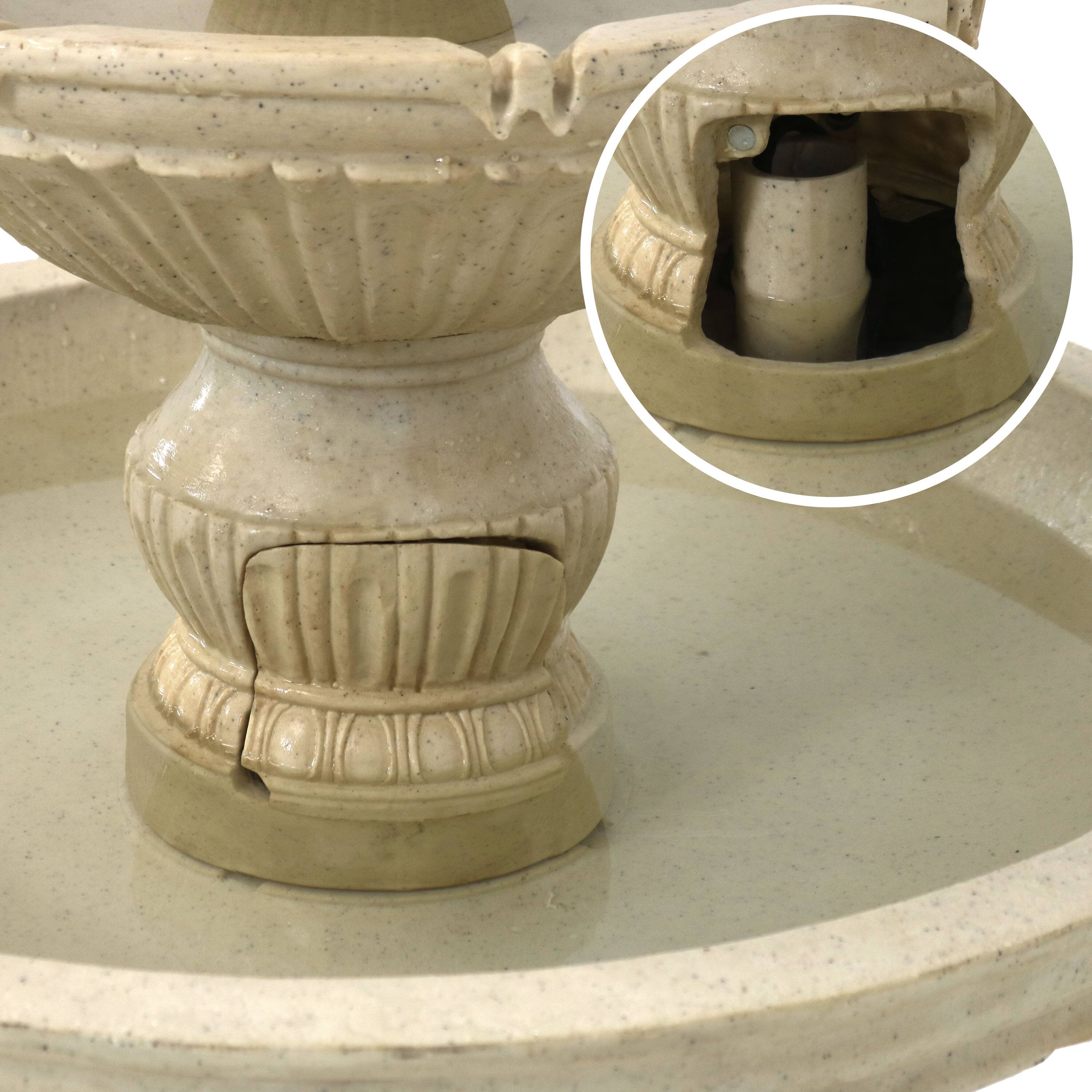 Alt View 7. Sunnydaze - Classic Designer Polystone Outdoor 3-Tier Fountain - Light Brown.