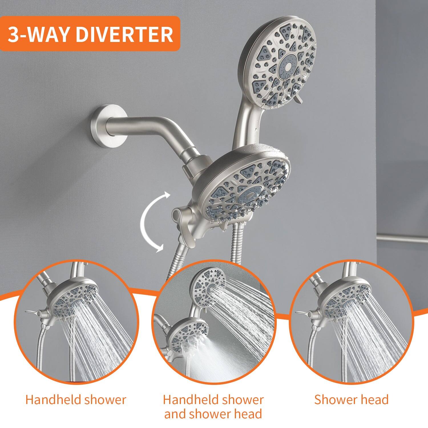 3-WAY DIVERter

Handheld shower

Handheld shower and shower head

Shower head