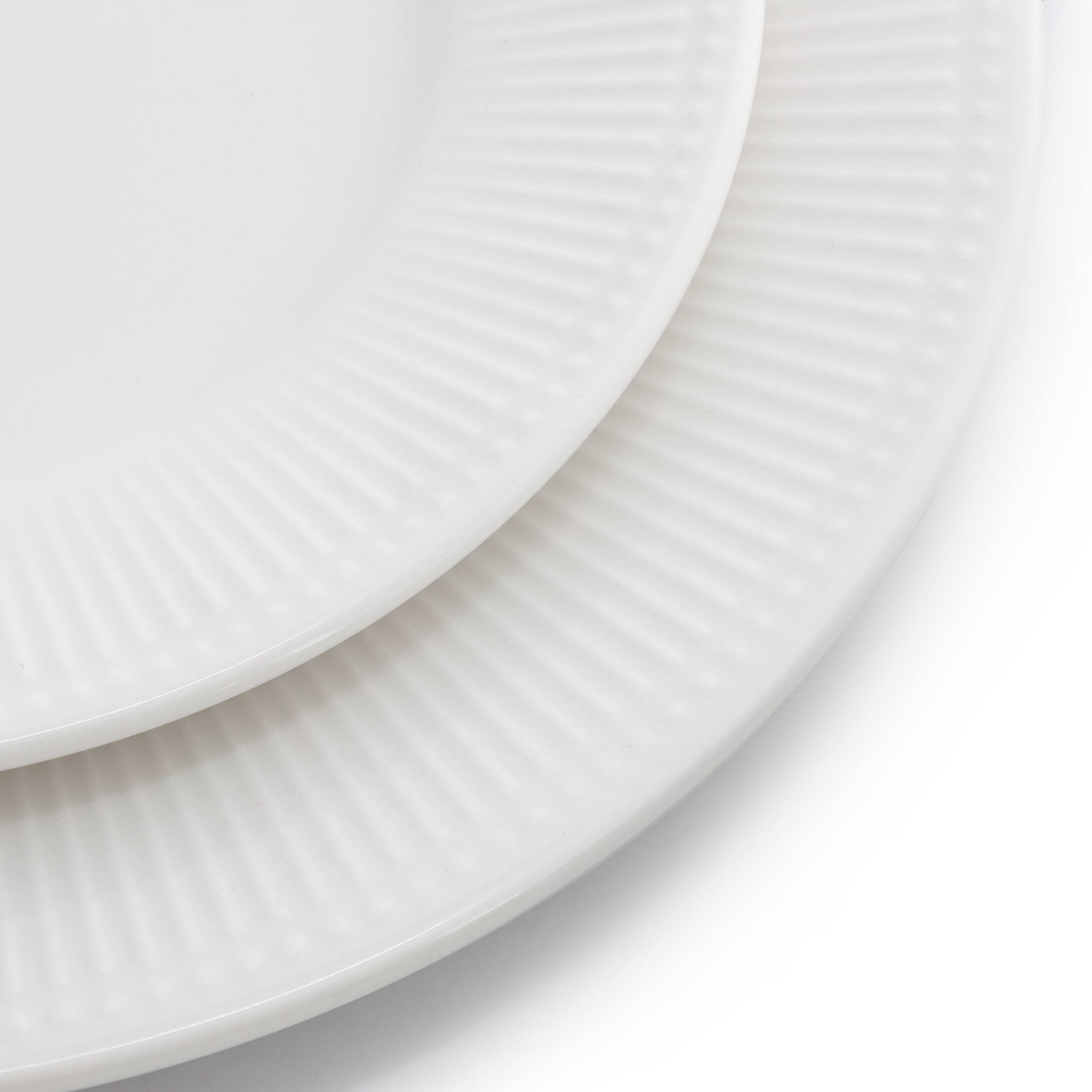 Back. Elama - Elama Farrah 18 Piece Round Stoneware Dinnerware Set in White - White.