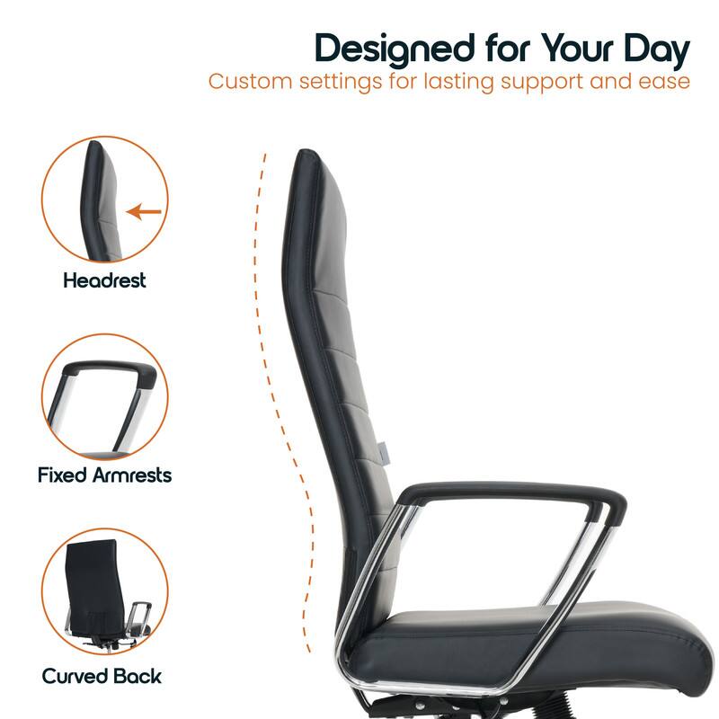 Designed for Your Day  
Custom settings for lasting support and ease  

- Headrest  
- Fixed Armrests  
- Curved Back