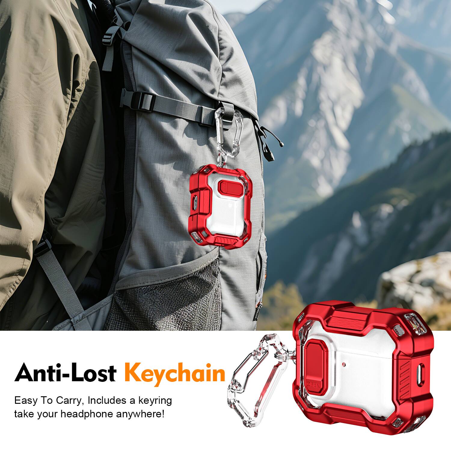 Anti-Lost Keychain  
Easy To Carry, Includes a keyring take your headphone anywhere!