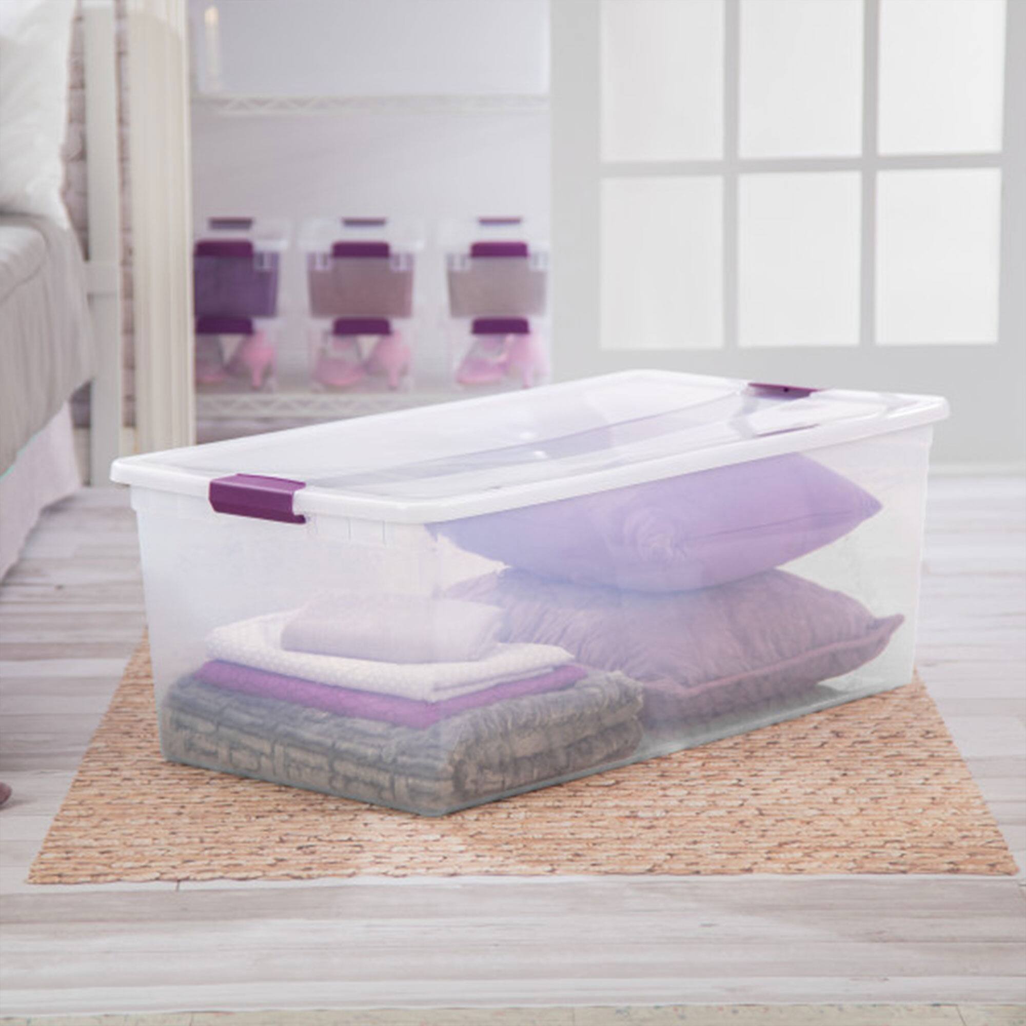 Alt View 4. Sterilite - Sterilite 110 Qt ClearView Latch Storage Box, Stackable Bin with Lid, 8-Pack - Clear.