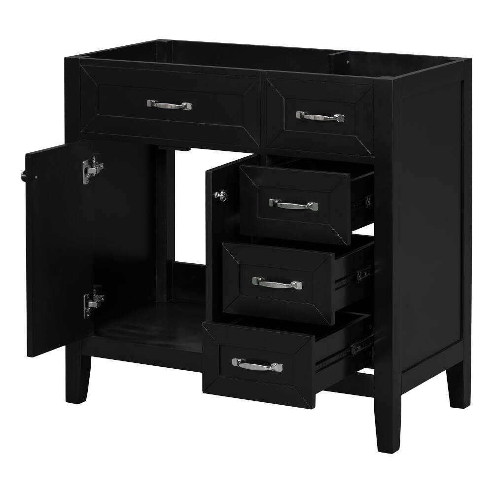 Alt View 4. Loheer - Loheer 36 Inch Bathroom Vanity Base Only, Black Vanity Cabinet Without Sink, Freestanding Modern Design - Black.