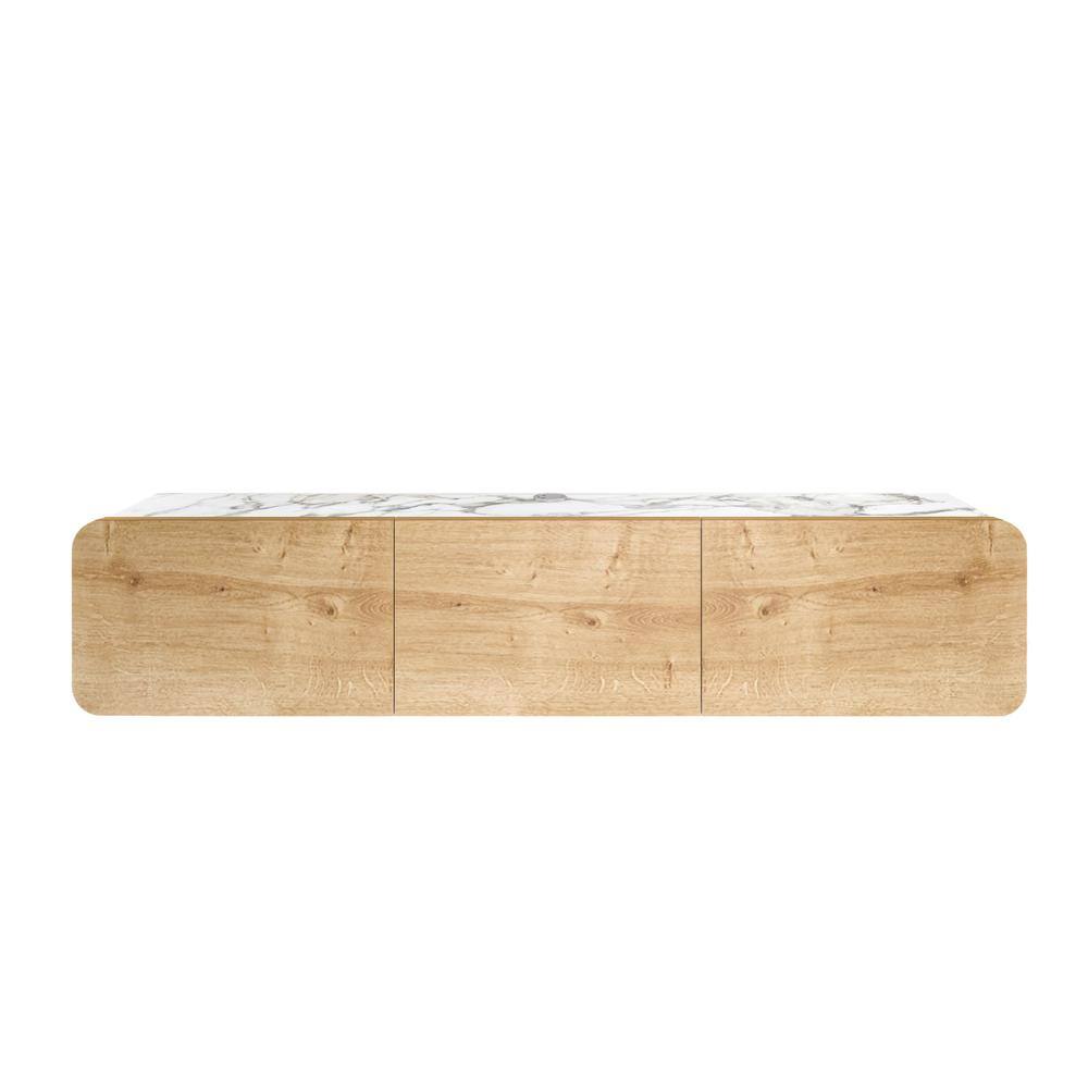 Alt View 1. Atelier Mobili - Oval Floating TV Stand Wall Mounted, Walnut - Brown.