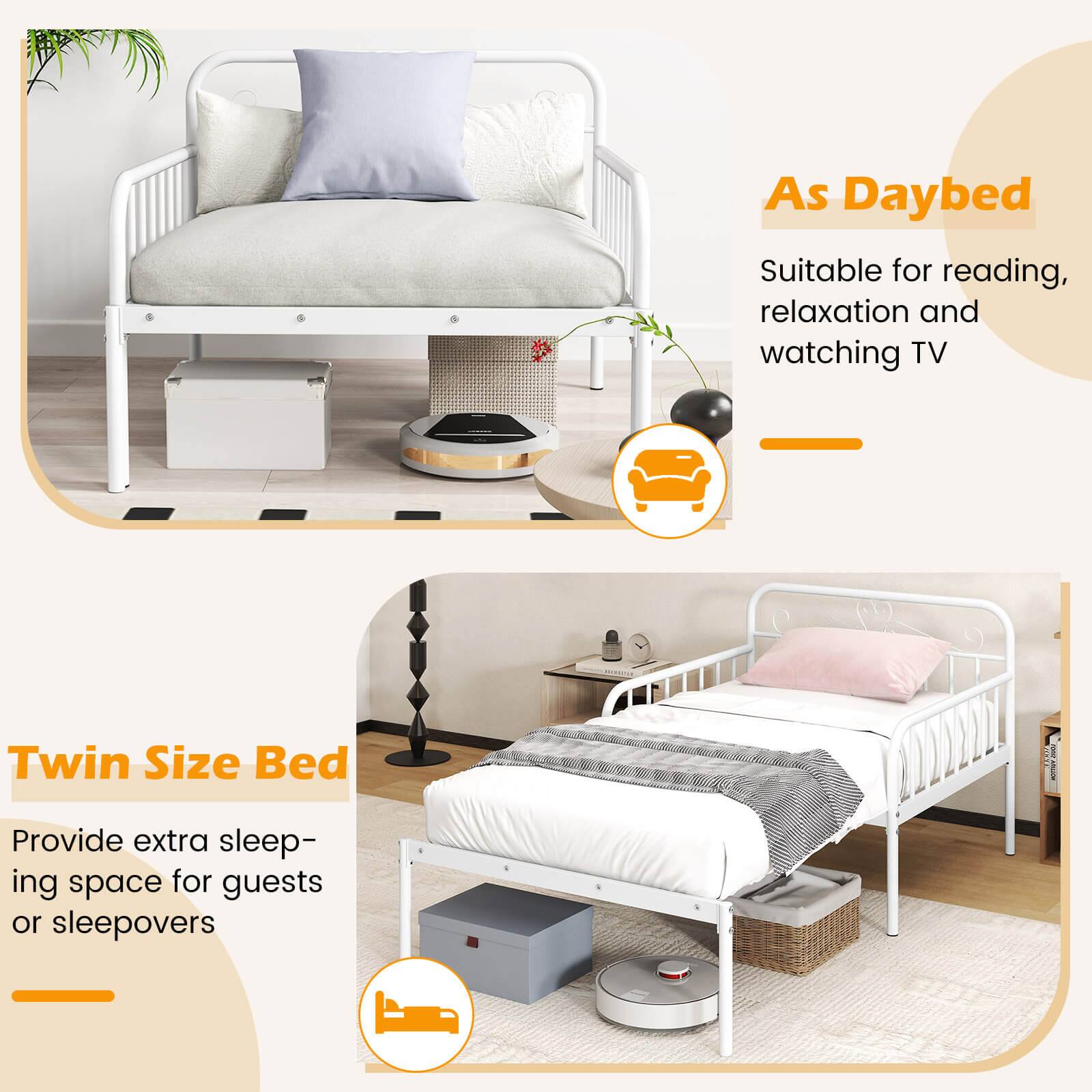 As Daybed: Suitable for reading, relaxation, and watching TV. Twin Size Bed: Provide extra sleeping space for guests or sleepovers.