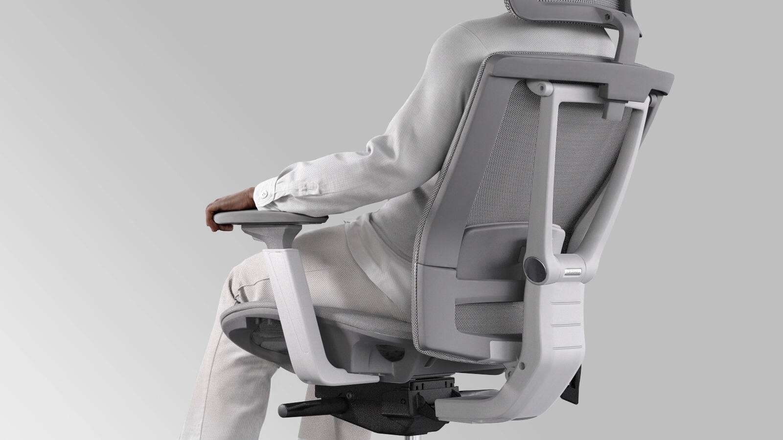 Left. Autonomous - ErgoChair Pro Office Chair Lumbar Support Mesh - Cool Gray.
