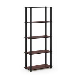 Furinno - Turn-S-Tube 5-Tier Multipurpose Shelf Display Rack with Square Tubes, Dark Cherry/Black - Dark Cherry/Black