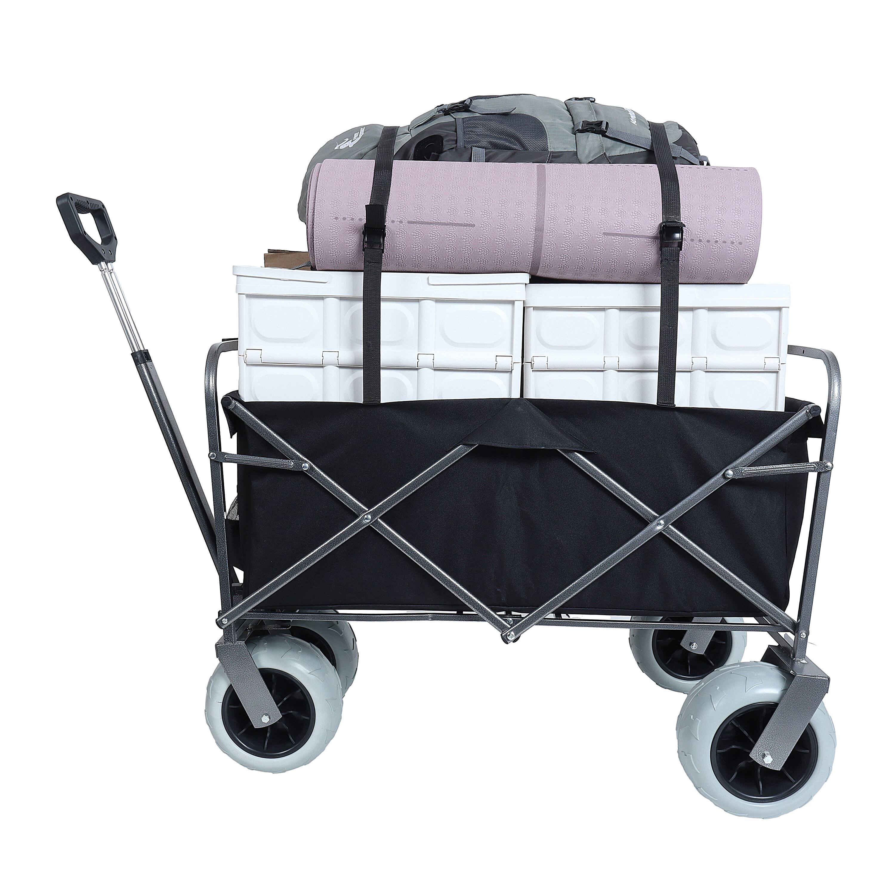 Alt View 4. Mondawe - 2-Piece Foldable Wagon Utility Carts Set - Black and Orange.