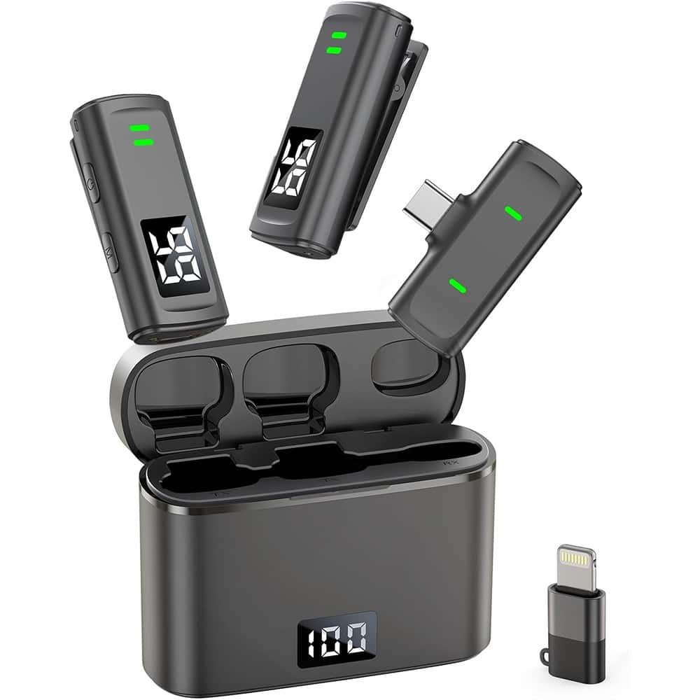 MOSZAR LLC - USB-C Microphone for iPhone 16 – Noise-Reducing Mini Mic with Charging Case