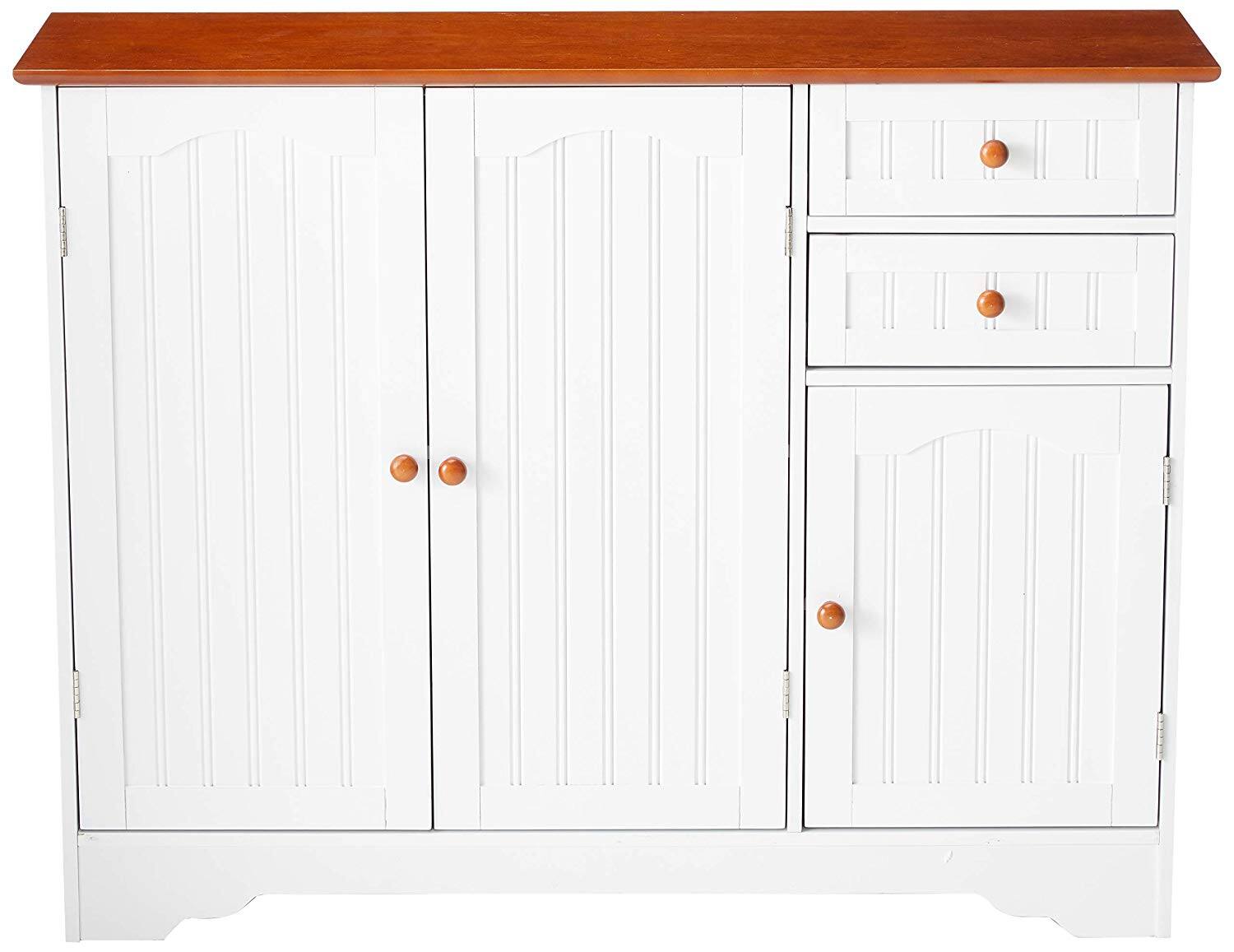 Angle. Kings Brand Furniture - Kings Brand Furniture Kitchen Sideboard Buffet Storage Cabinet with 2 Drawers and 3 Doors - White.