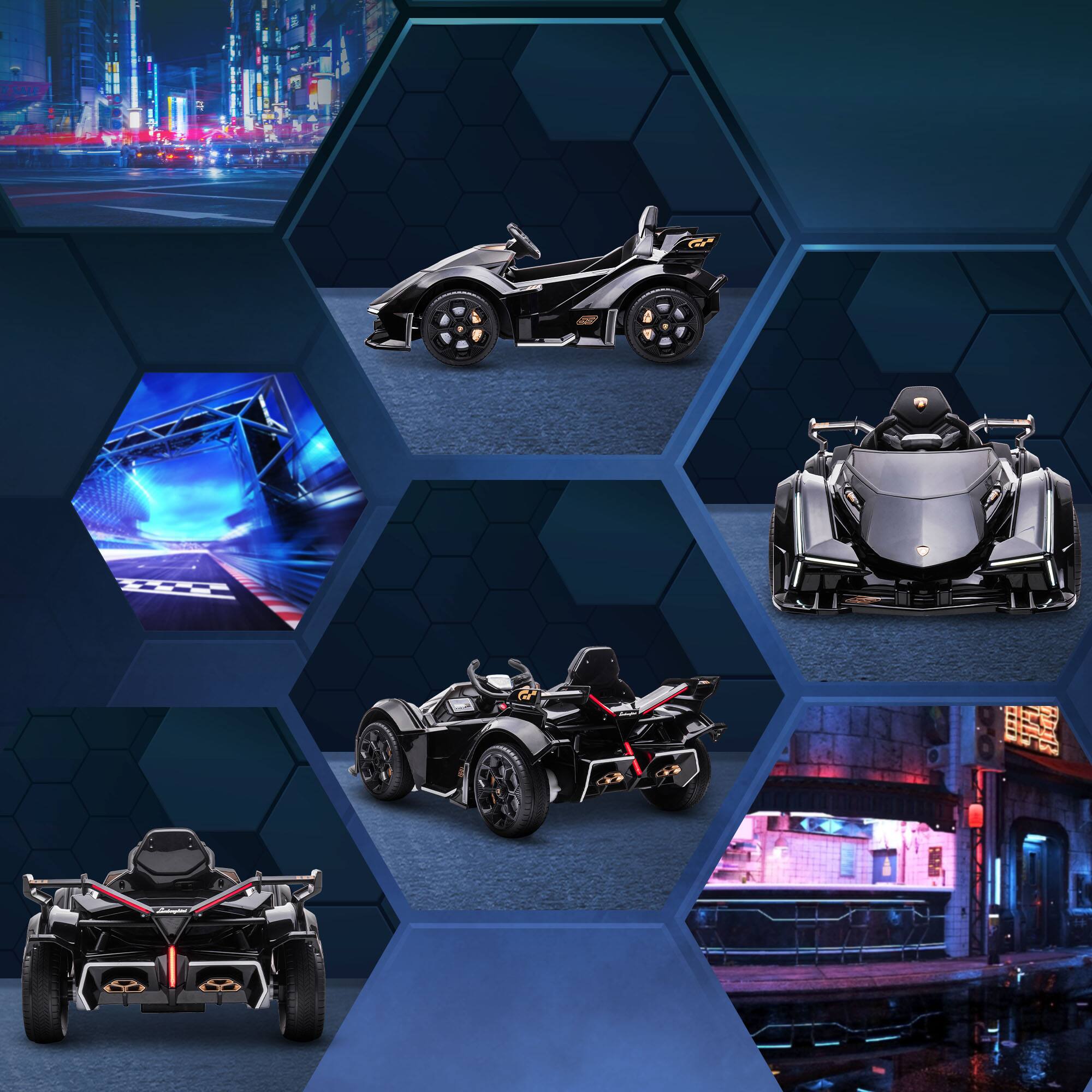 Alt View 1. Aosom - 12V Electric Ride-on Car, Licensed Lamborghini V12 Vision Gran Turismo Battery Toy with Remote, LED Lights, for 3-6.