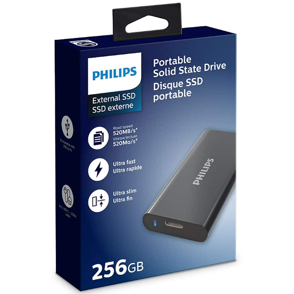 Philips - 256 GB External Ultra Speed SSD - Space Gray