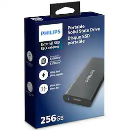 Philips - 256 GB External Ultra Speed SSD - Space Gray