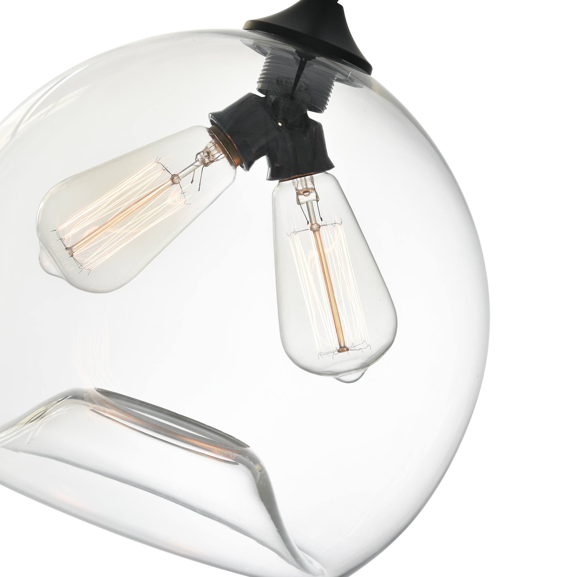 Alt View 1. CWI Lighting - Glass 2 Light Down Mini Pendant With Clear Finish - Black.