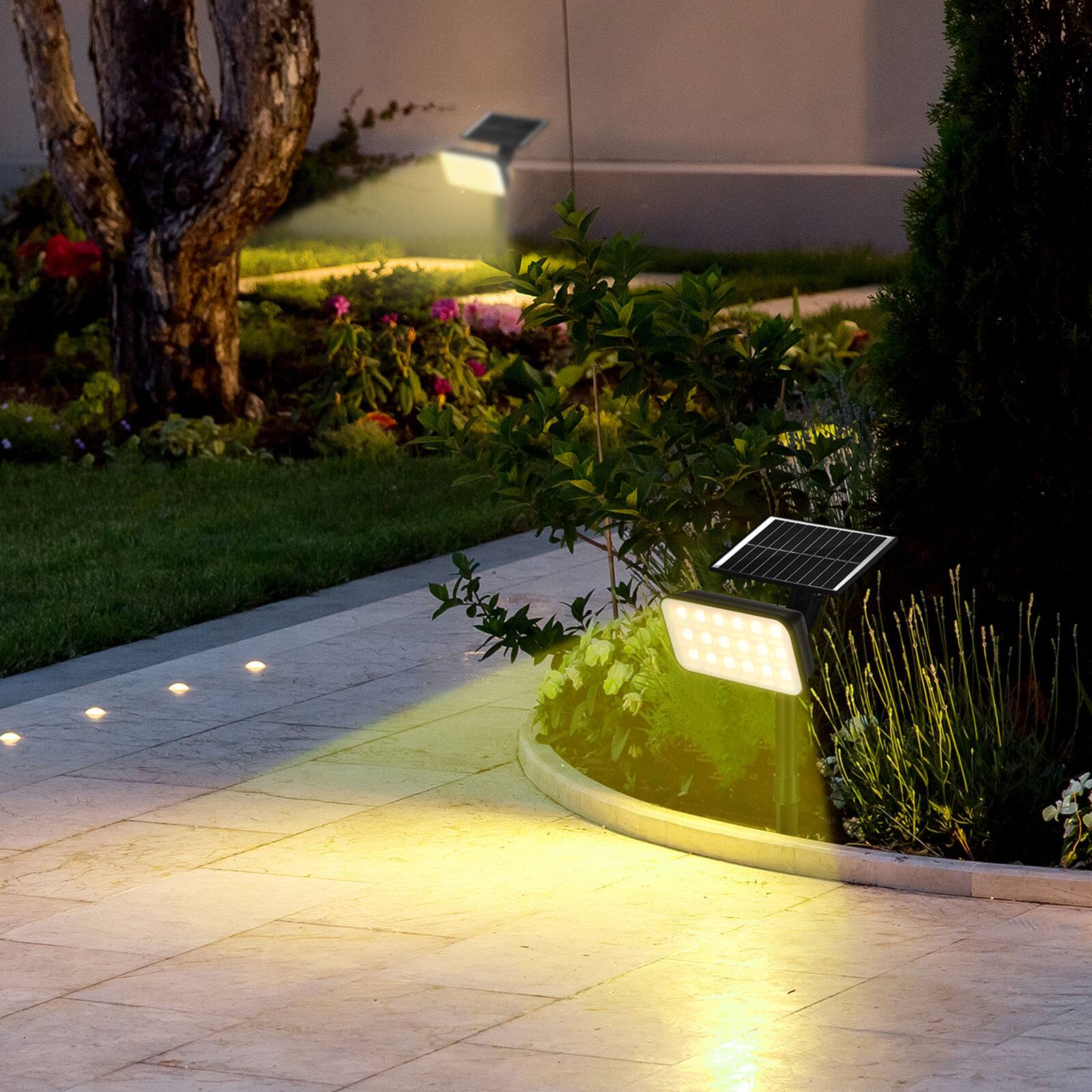 Alt View 7. Unique Bargains - Solar Spot Lights Outdoor 2pcs Landscape Spotlights 3 Lighting Modes IP65 Waterproof Solar Panel House Light for Yard - Black.