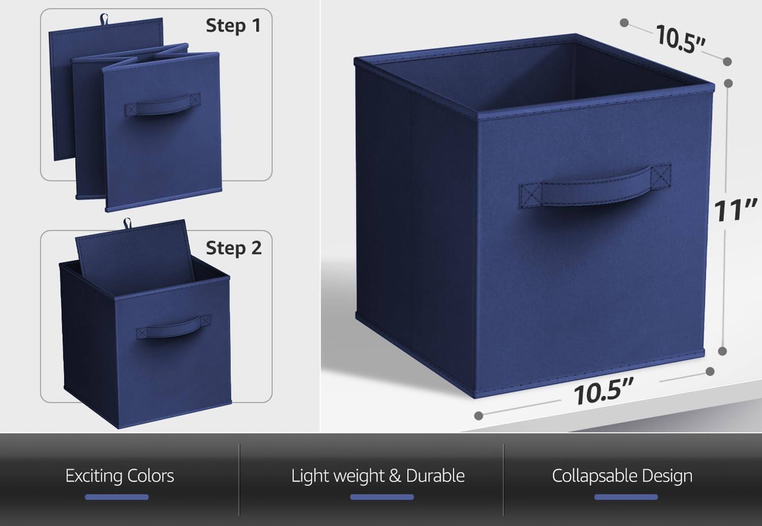 Step 1  
10.5"  

Step 2  
11" 10.5"  

Exciting Colors  
Light weight & Durable  
Collapsible Design