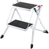 Front. VEVOR - Step Ladder 2-Step 330lbs Capacity, Ergonomic Folding Steel Step Stool with Wide Anti-Slip Pedal - White,Black.