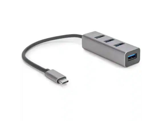 Front. Rocstor - Rocstor Premium Portable 4 Port Aluminum Hub - USB-C to 4x USB-A Hub - USB 3.0 Hub Y10A228-A1 - Unknown.
