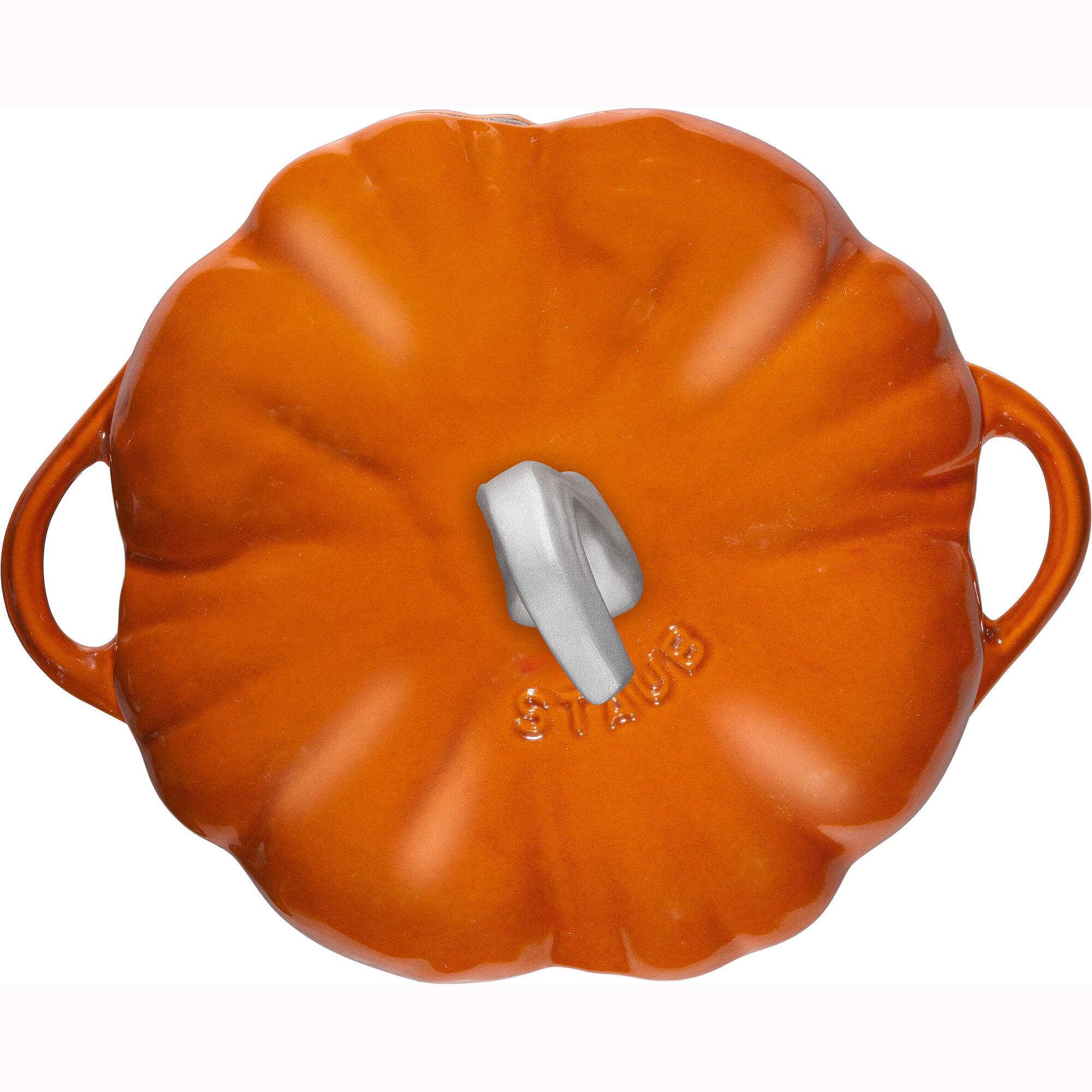 Alt View 2. Staub - STAUB Cast Iron 3.5-qt Pumpkin Cocotte with Stainless Steel Knob - Burnt Orange - Burnt Orange.