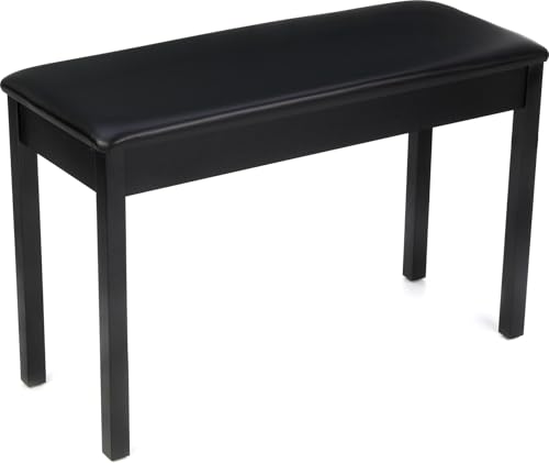 Angle. On Stage Stands - OnStage Organ Bench - 35″ Wide Piano Stool - Ergonomic Pedal Keyboard Seat, Leatherette Cushion, Solid-Wood Legs and - Black.