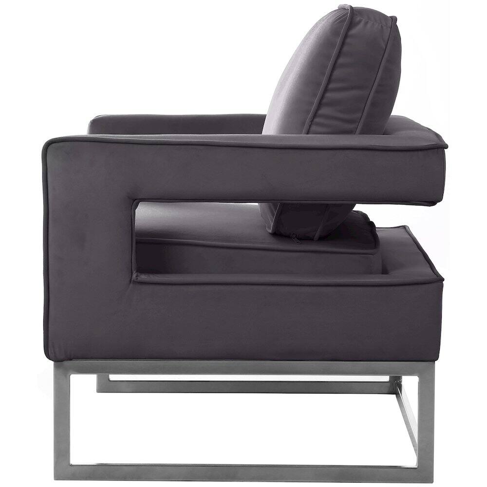 Alt View 2. Meridian Furniture - Noah Grey Velvet Accent Chair - Grey.