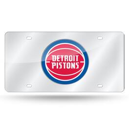 Rico Industries - Detroit NBA Pistons Mirrored Laser Cut License Plate Laser Tag - Multi