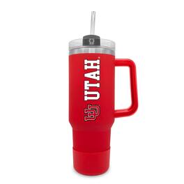 The Fanatic Group - Utah Utes 40oz. Stainless Tumbler with Handle & Removable Straw - Red