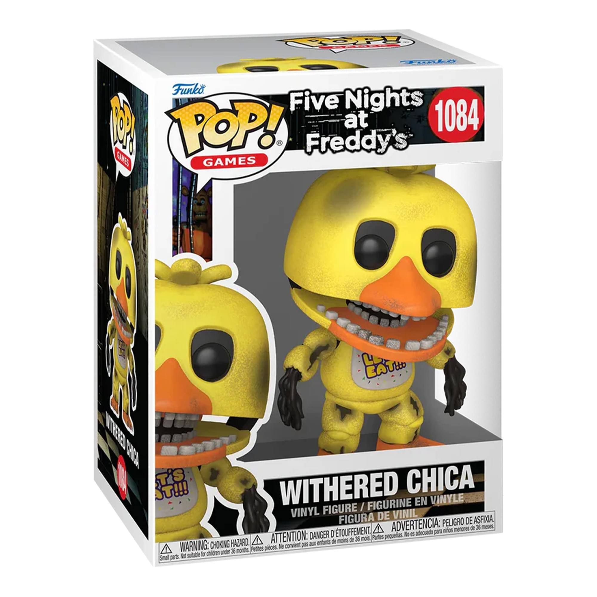 Funko POP! GAMES

Five Nights at Freddy's 1084

WITHERED CHICA

VINYL FIGURE / FIGURINE EN VINYLE / FIGURA DE VINIL

WARNING: CHOKING HAZARD - Small parts. Not for children under 3 years. ATTENTION: PELIGRO DE ASFIXIA - Piezas pequeñas. No es adecuado para niños menores de 36 meses. ADVERTENCIA: PEQUEÑAS PIEZAS - PELIGRO DE ASFIXIA. No es adecuado para niños menores de 36 meses.