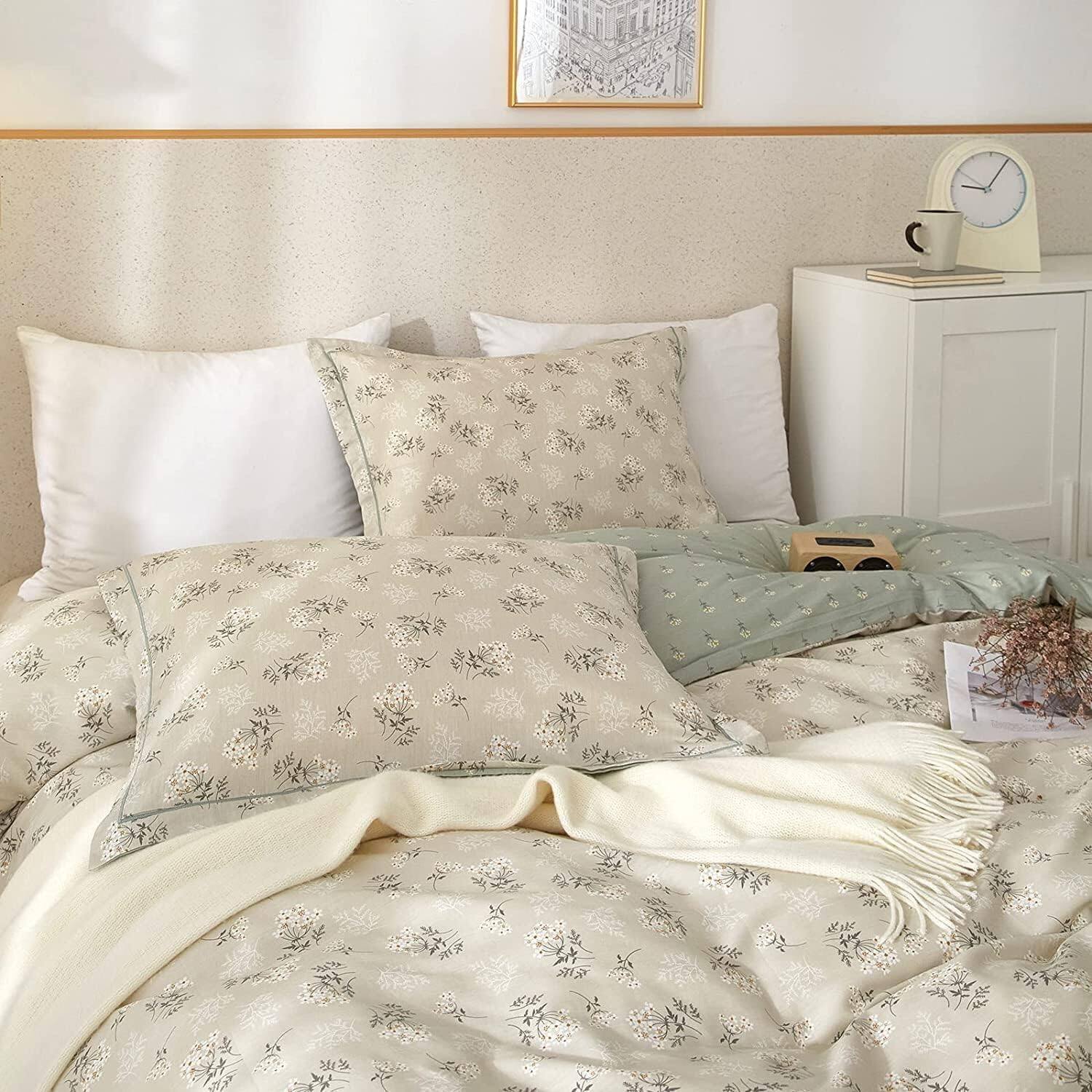 Back. Cedar Assembly - Boho Floral Duvet Cover King Soft Cotton Aesthetic Bedding Set Vintage Garden Comforter 1 With 2 Pillowcases - A# Chic Fresh Floral-Twin(68"x86").