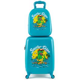 Costway - 16" Carry-on Suitcase & 13" Backpack with 4 Spinner Wheels & Telescopic Handle With dinosaur pattern - Multicolor