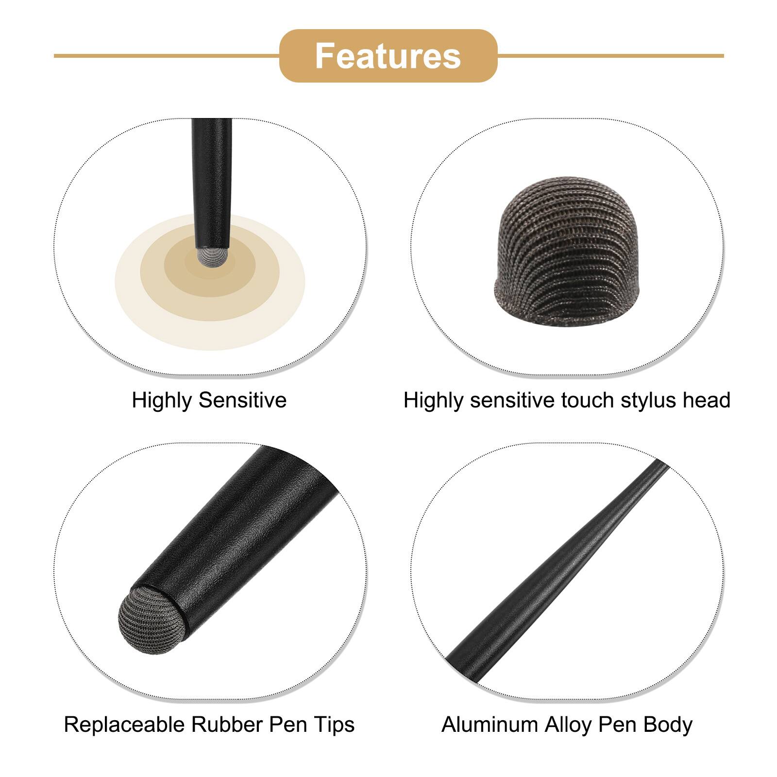 Features

- Highly Sensitive
- Highly sensitive touch stylus head
- Replaceable Rubber Pen Tips
- Aluminum Alloy Pen Body
