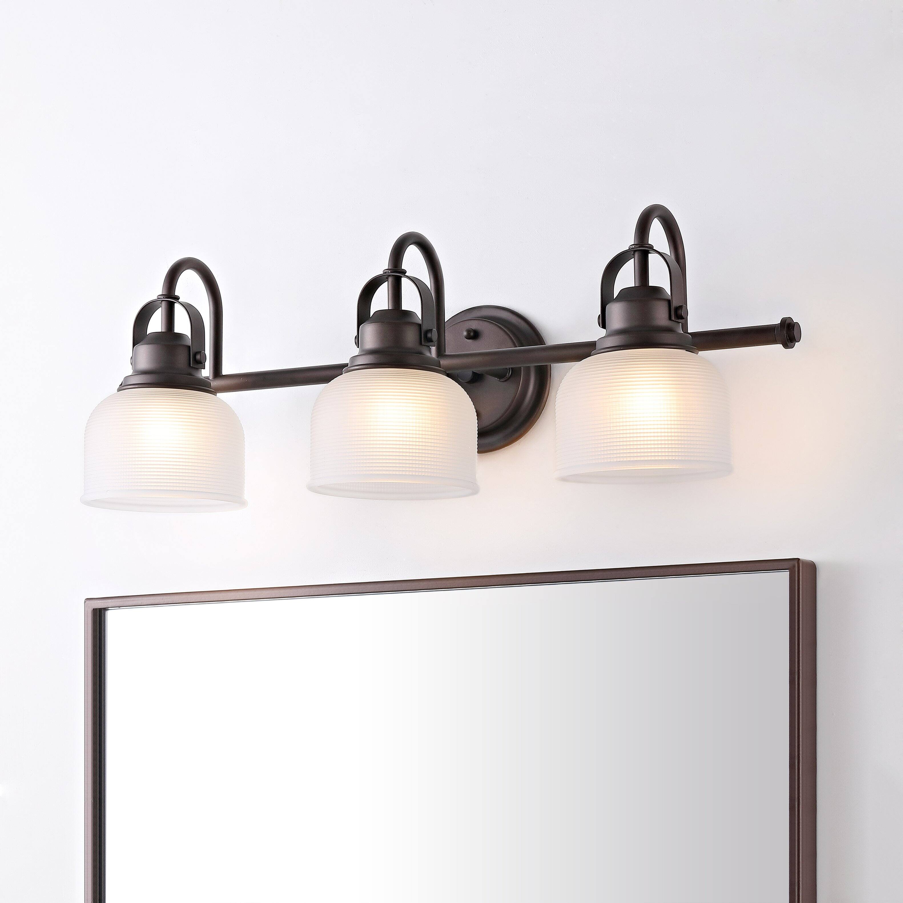 Alt View 1. Jonathan Y - Virginia 25.25" 3-Light Metal/Glass LED Vanity Light, Oil Rubbed Bronze - Oil Rubbed Bronze.