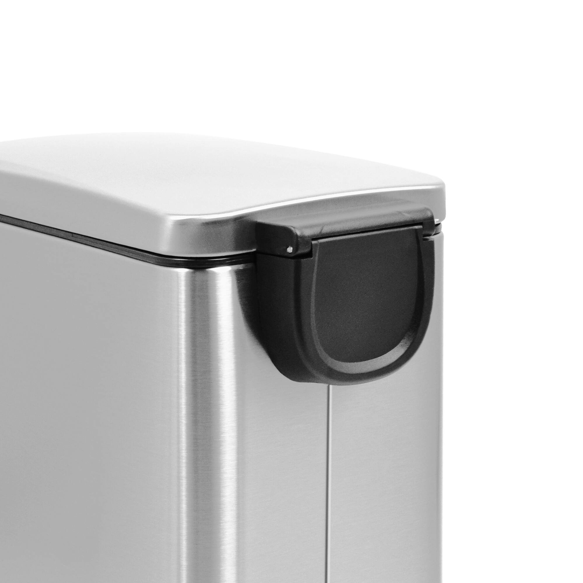 Back. Innovaze - 2.6 Gal./10 Liter Slim Stainless Steel Step-on Trash Can for Bathroom and Office - Sliver.