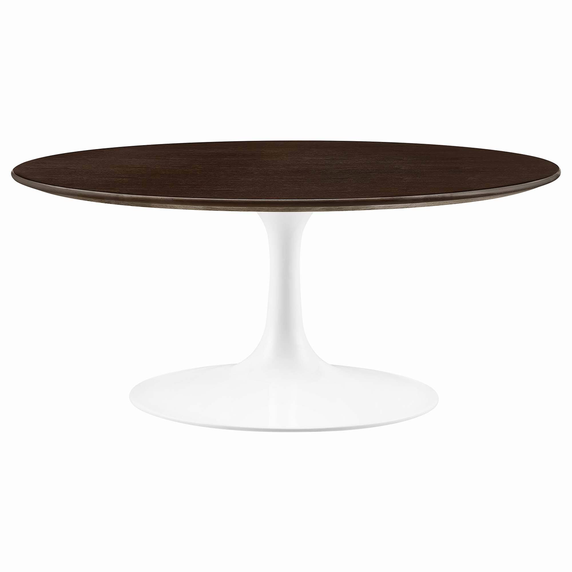 Angle. Modway - Lippa Round Wood Coffee Table - White Cherry Walnut.