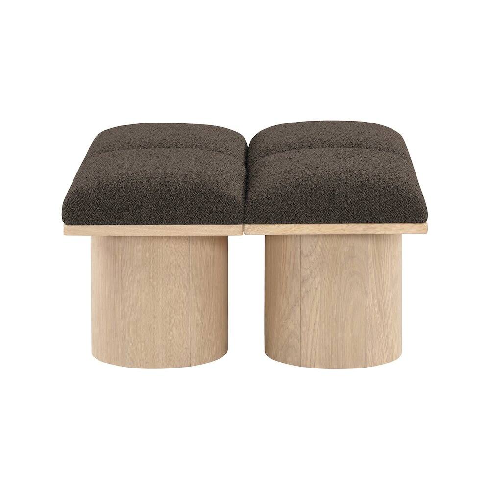 Alt View 2. Meridian Furniture - Pavilion Brown Boucle Fabric Bench - Brown.