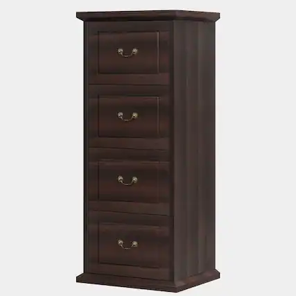 Front. SlickBlue - Wood Finish 4-Drawer Vertical File Cabinet for Office Organization - Walnut.
