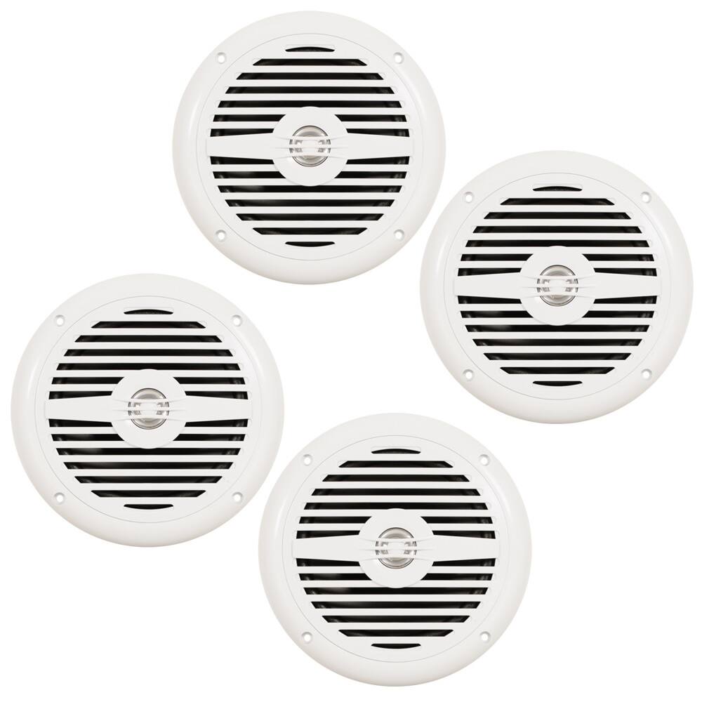 Front. Acoustic Audio by Goldwood - MRN65W Waterproof Flush Mount Marine 6.5" Speakers Passive 2 Pair Pack - White.