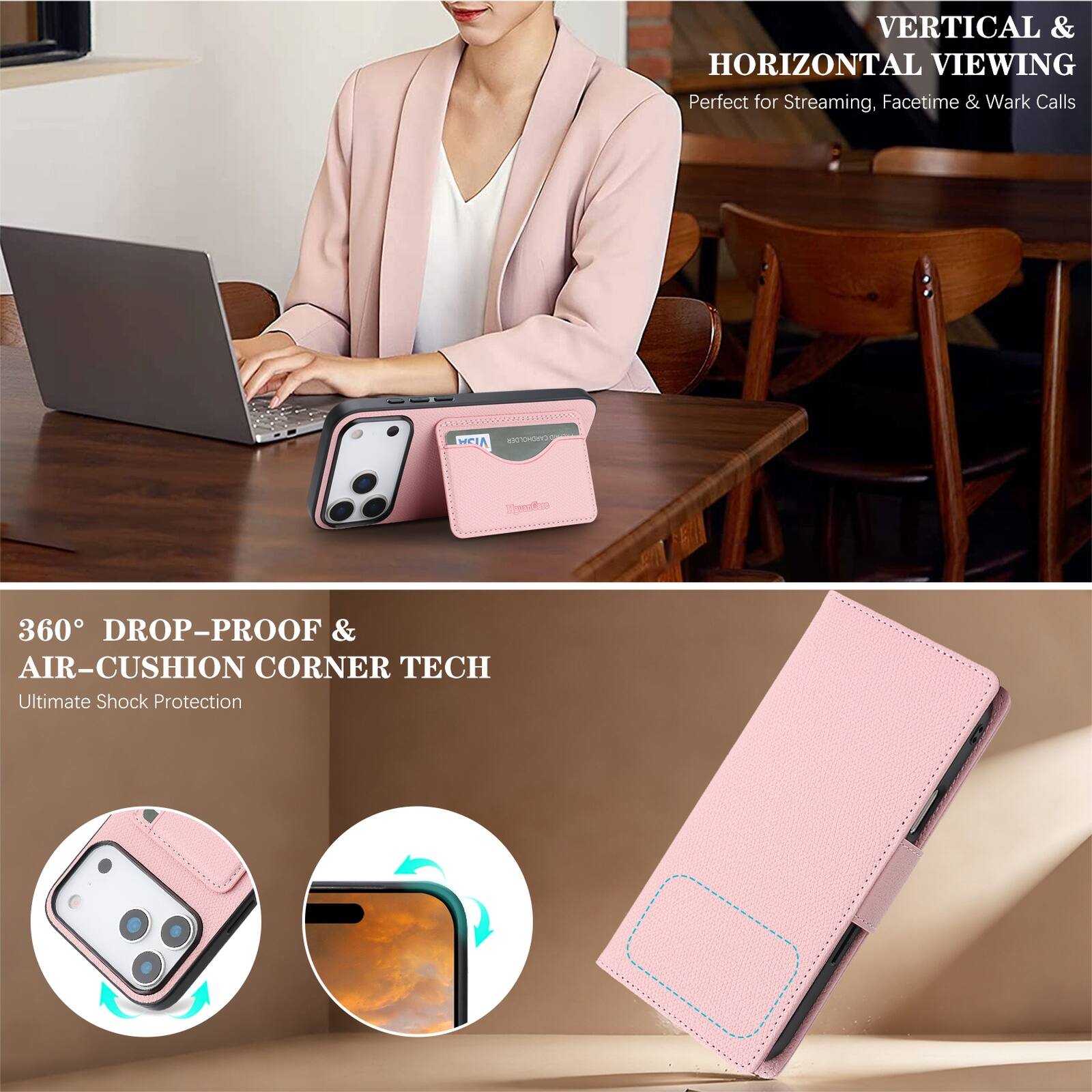 VERTICAL & HORIZONTAL VIEWING  
Perfect for Streaming, Facetime & Work Calls  

360° DROP-PROOF & AIR-CUSHION CORNER TECH  
Ultimate Shock Protection