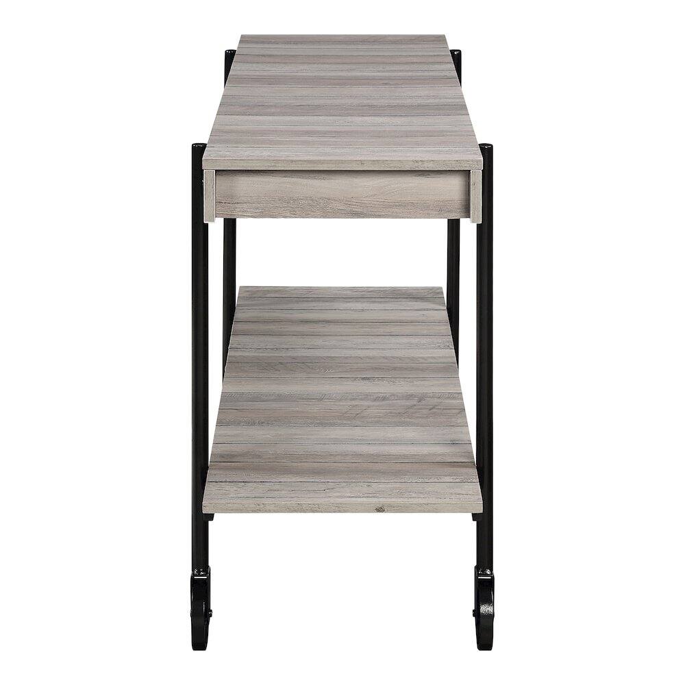 Alt View 2. Furniture of America - Acres Wood Natural Console Table with Metal Black Wheels - Brown.