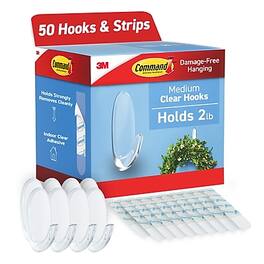 Command - Medium Hooks Cabinet Pack, 2 lb., 50/Pack (17091CABPK) - Clear