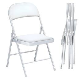 SKONYON - 4 Pack Padded Seat Metal Back Folding Chairs - White