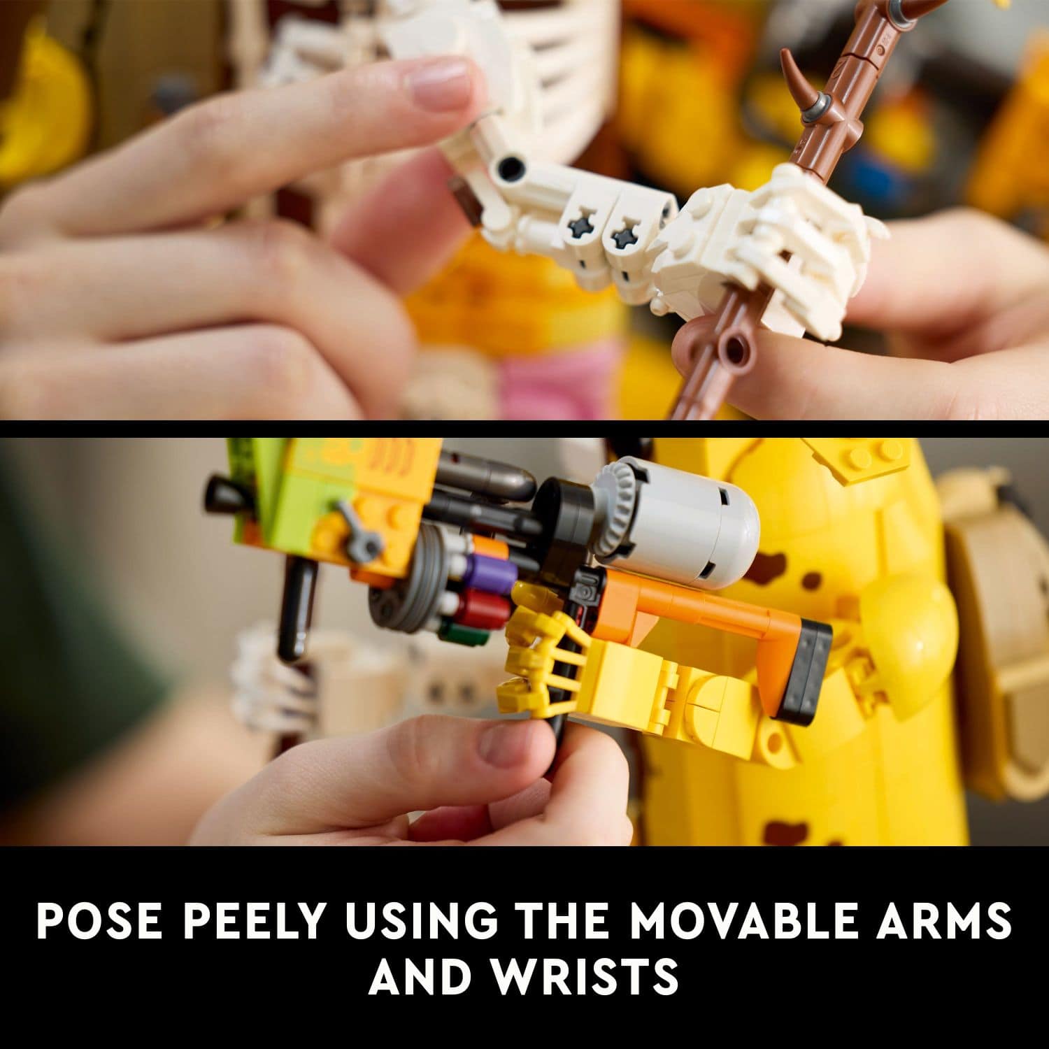 Pose Peely using the movable arms and wrists.