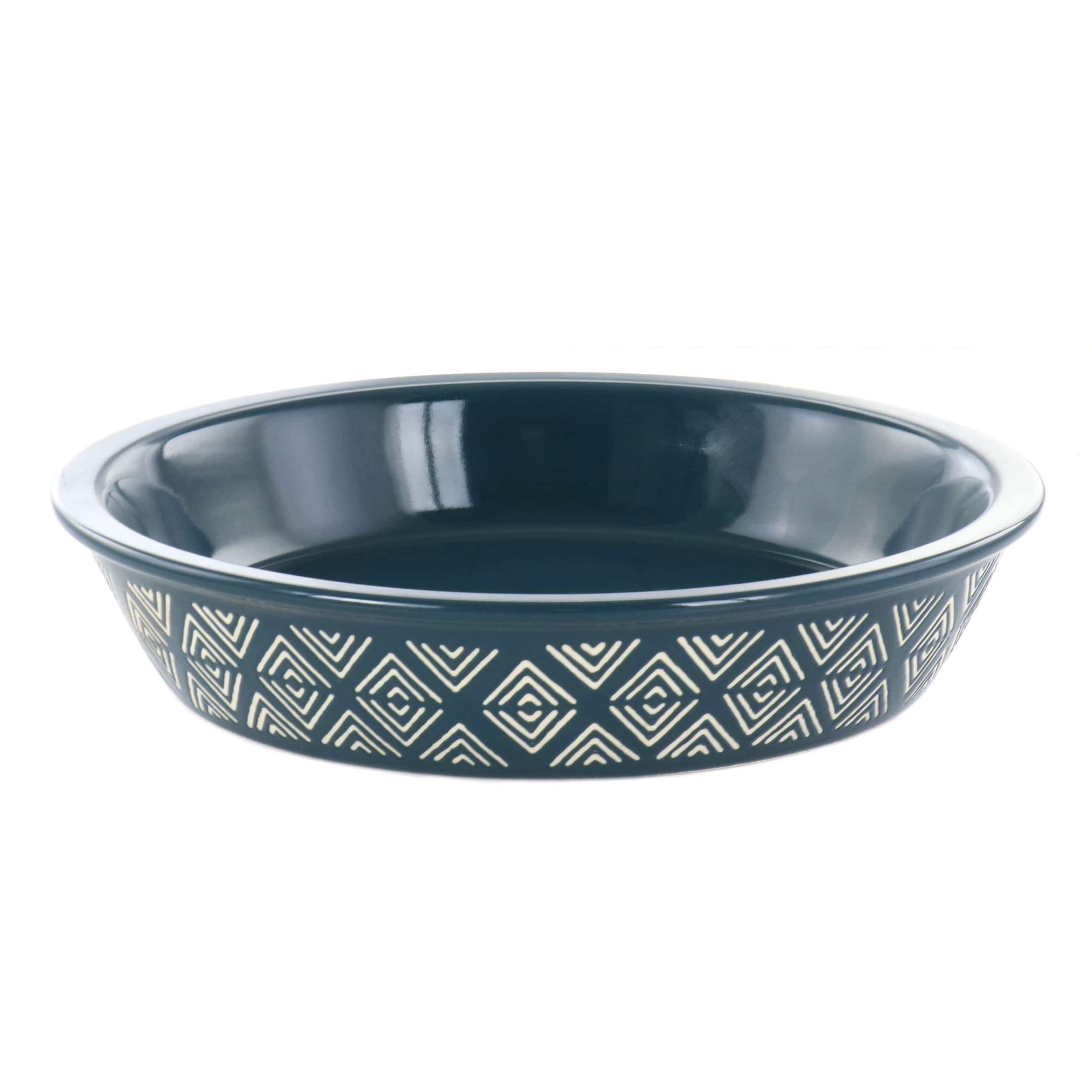 Gibson - Laurie Gates 10 Inch Wax Relief Stoneware Tierra Pie Dish - Blue