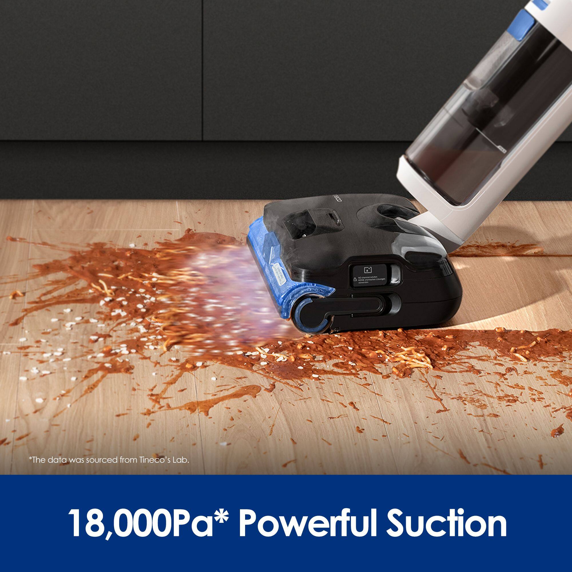 The data was sourced from Tineco's Lab.  
18,000Pa* Powerful Suction