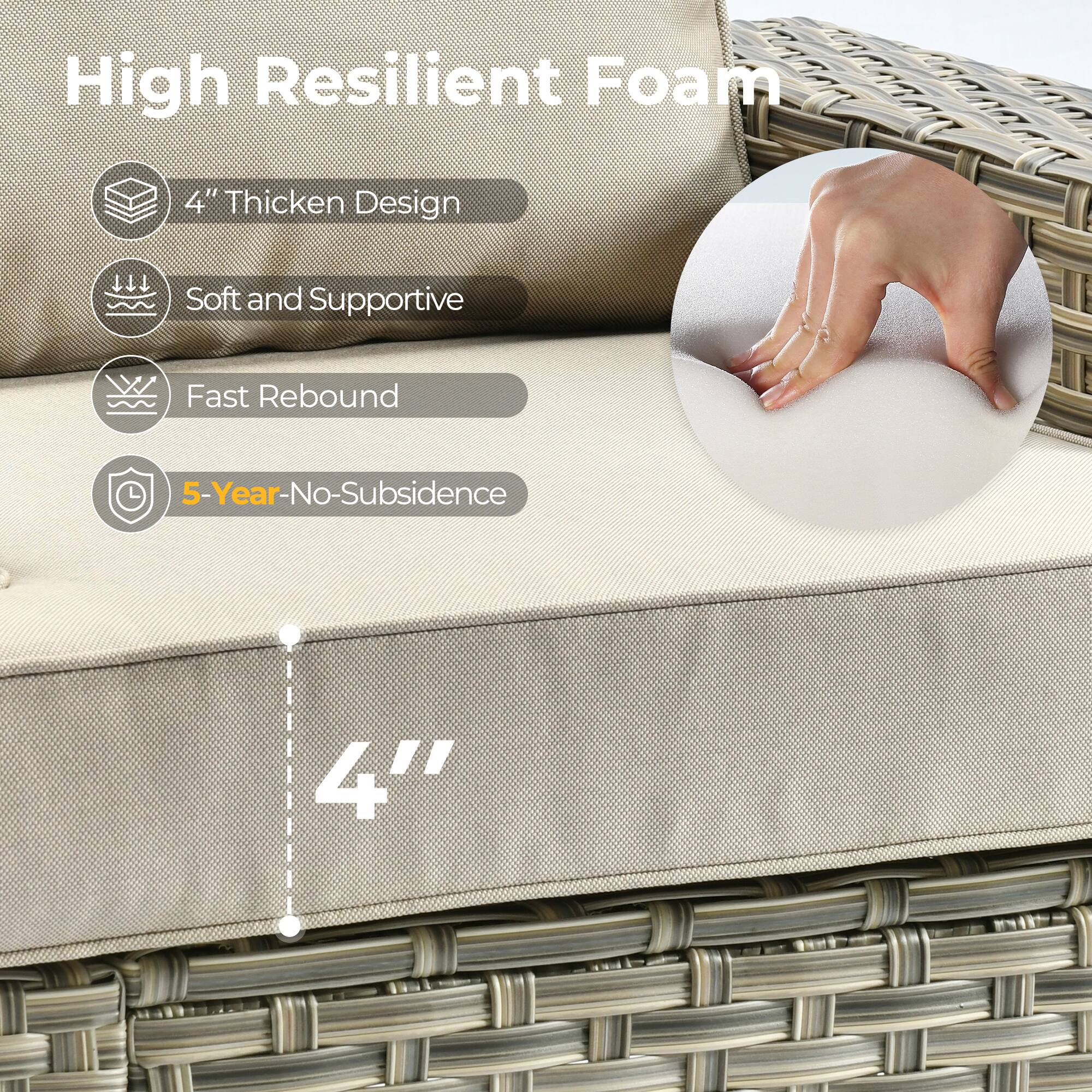 High Resilient Foam

- 4" Thick Design
- Soft and Supportive
- Fast Rebound
- 5-Year No-Subsidence

4"